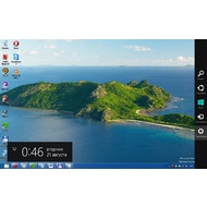 Скриншот Windows 8 Release Preview - бокавая панель с настройками кнопкой переключения между интерфейсами. Обычный интерфейс Windows