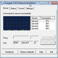 Скриншот Freegate Professional - список прокси серверов