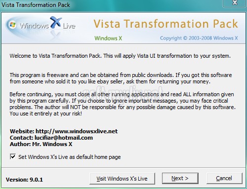 Vista Trasformation Packs