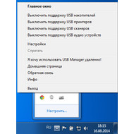 Основные опции USB Manager