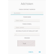 Окон добавления токенов в Ethereum Wallet