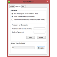 Настройки программы Remote Mouse